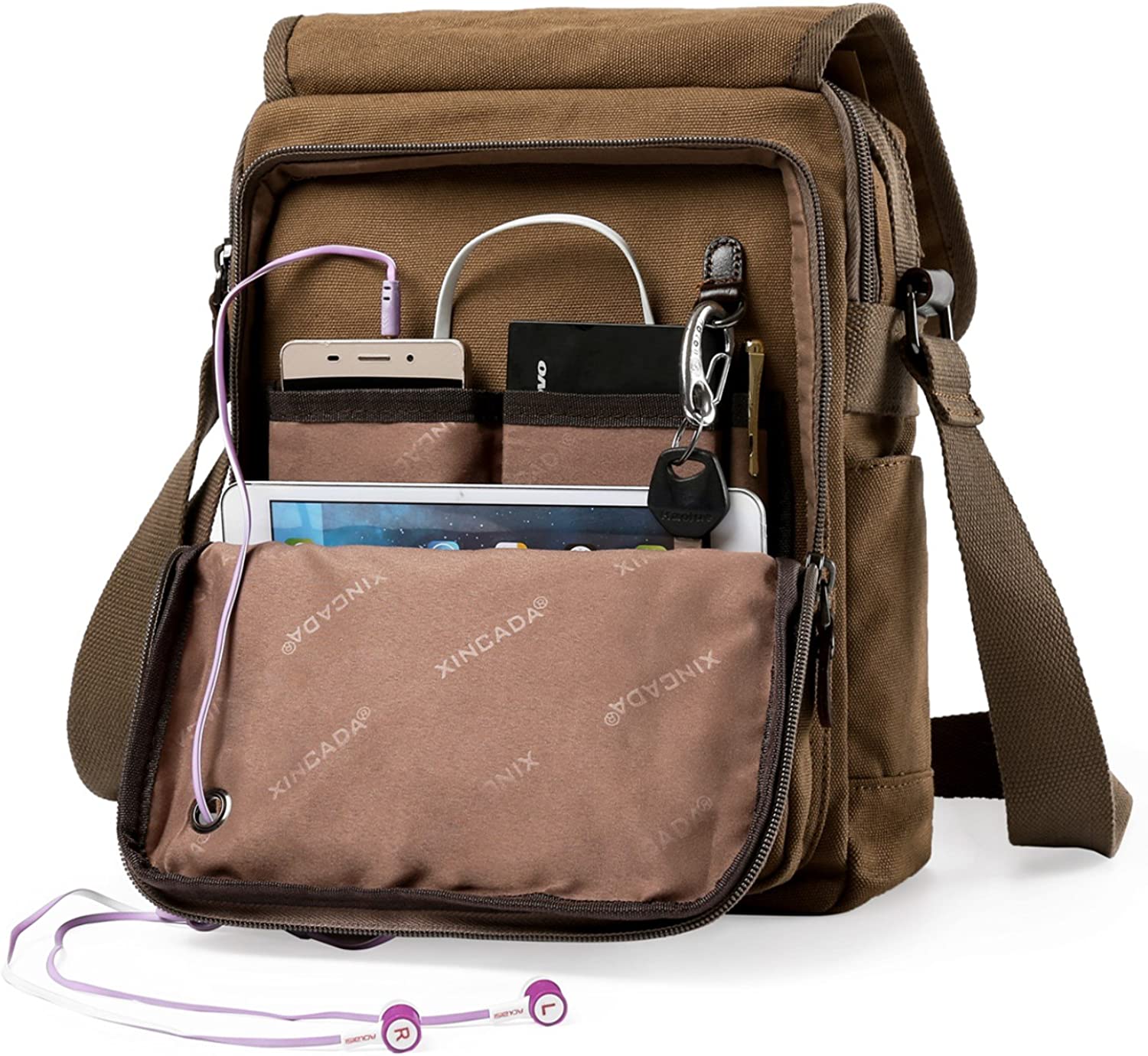 XINCADA Mens Bag Messenger Bag Canvas Shoulder Bags Travel Bag Man Purse Crossbody Bags for Work Business - Image 2